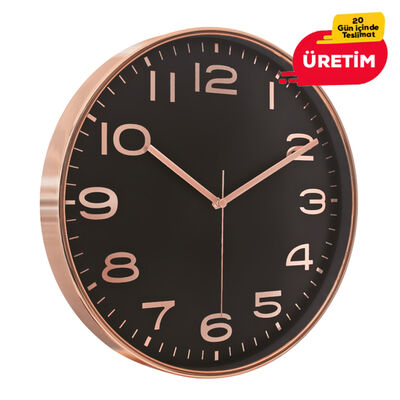ASKON DUVAR SAATİ BAKIR-SİYAH (38 CM) - 1