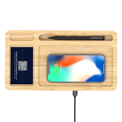 Bambu Masaüstü Organizer Wireless Mobil Şarj Cihazı - 1