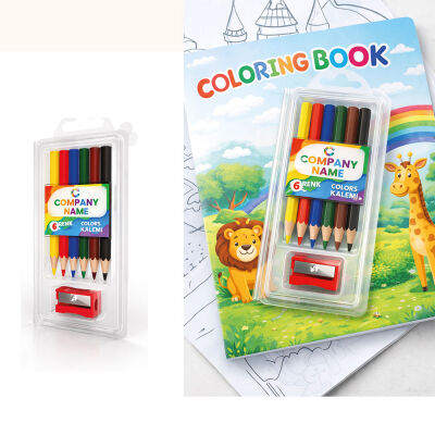 Kalemtıraşlı Yarım Boy Kuru Boya (6 Adet) - 1