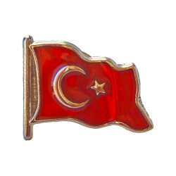 Türk Bayrağı Mineli Yaka Rozeti (İğneli) - 